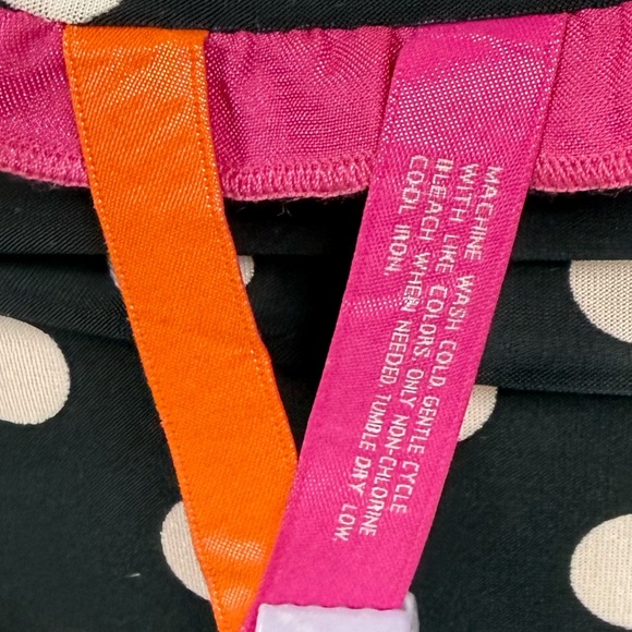 jenni by Jennifer Moore Black Nighty Polka Dots Pink Satin Trim Size Small - Picture 12 of 12